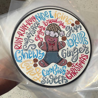 Thumbnail for Gingerbread Typography Blue 10" Metal Wreath Sign - DECOE-197D