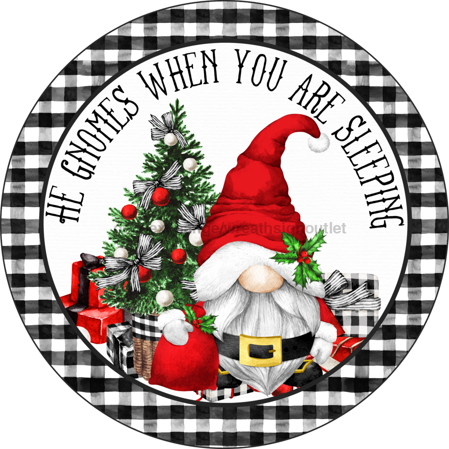 Wreath Sign, Gnome Sign, Gnome Christmas Sign, DECOE-2102, Sign For Wreath, Round Sign, DecoExchange - DecoExchange¬Æ