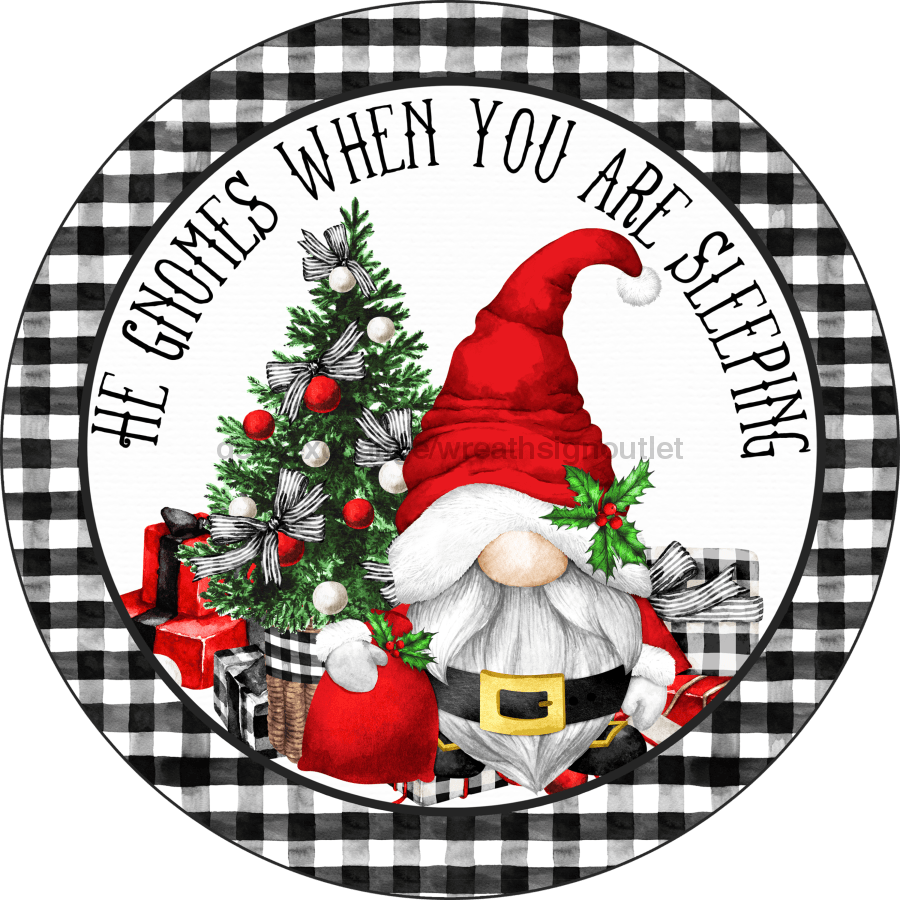 Wreath Sign, Gnome Sign, Gnome Christmas Sign, DECOE-2102, Sign For Wreath, Round Sign, DecoExchange - DecoExchange¬Æ