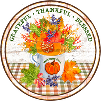 Thumbnail for Wreath Sign, Grateful Thankful Blessed, Fall Sign, 12