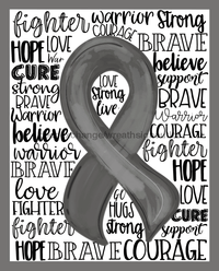 Thumbnail for Wreath Sign, Gray Awareness Sign, Brain Cancer, 8x10