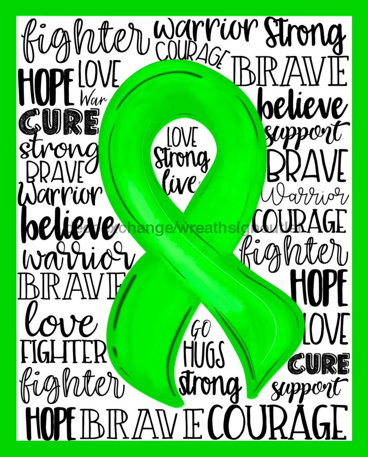 Wreath Sign, Green Awareness Sign, Lymphoma Cancer, 8x10" Metal Sign DECOE-894, Sign For Wreath, DecoExchange - DecoExchange