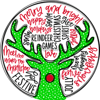Thumbnail for Wreath Sign, Green Deer, Christmas Sign, 10