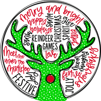 Thumbnail for Wreath Sign, Green Deer, Christmas Sign, 12