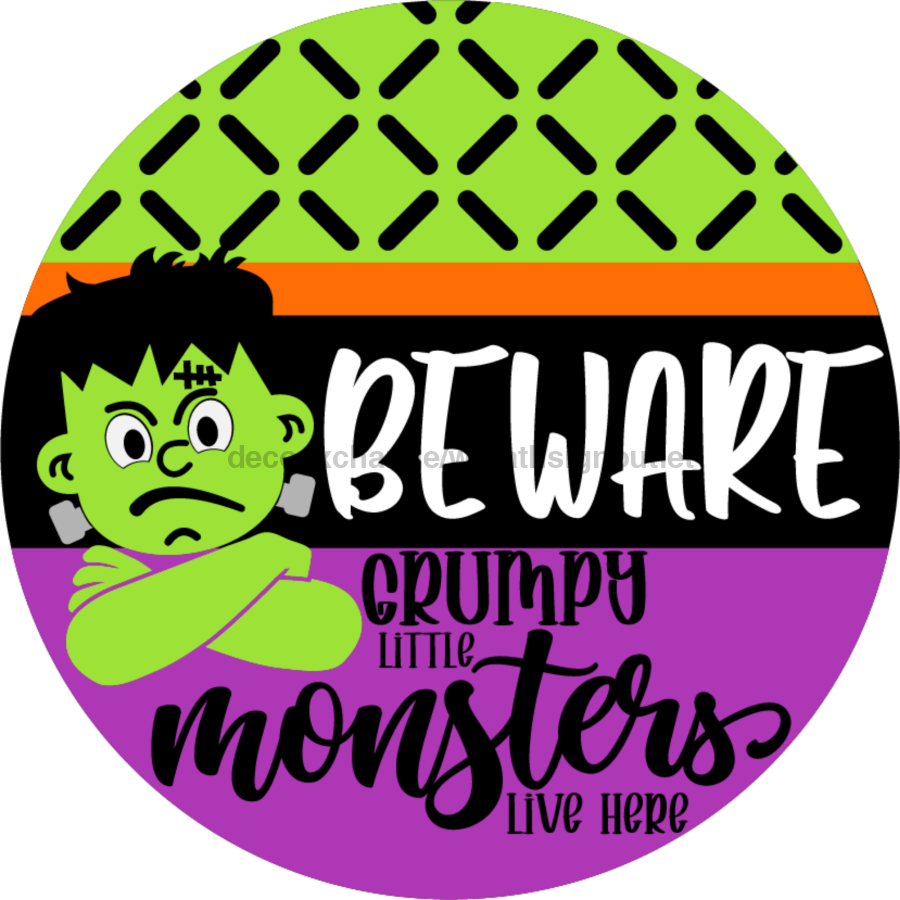 Wreath Sign, Halloween Sign, Beware, Funny Sign, DECOE-2063, Sign For Wreath, Round Sign, DecoExchange - DecoExchange¬Æ