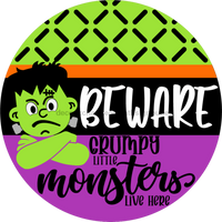 Thumbnail for Wreath Sign, Halloween Sign, Beware, Funny Sign, DECOE-2063, Sign For Wreath, Round Sign, DecoExchange - DecoExchange¬Æ