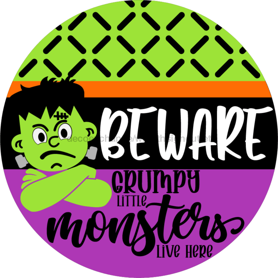 Wreath Sign, Halloween Sign, Beware, Funny Sign, DECOE-2063, Sign For Wreath, Round Sign, DecoExchange - DecoExchange¬Æ