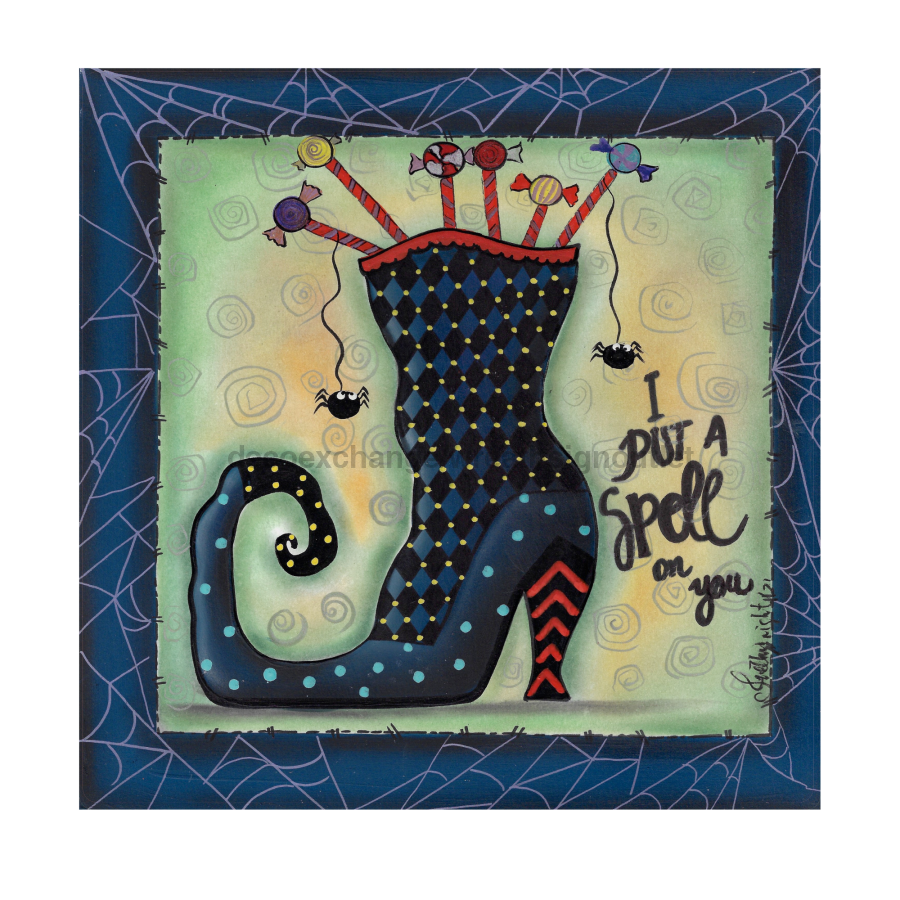 Halloween Boot 10x10" Metal Wreath Sign - decoe-059