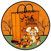 Thumbnail for Halloween Candy Corn Mouse 10" Metal Wreath Sign - DECOE-175