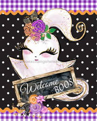 Thumbnail for Halloween Cute Ghost 8x10" Metal Wreath Sign - DECOE-2067