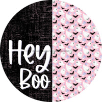 Thumbnail for Wreath Sign Halloween Door Hanger Hey Boo Pink Ghost Decoe-2366 For Round 18 Wood