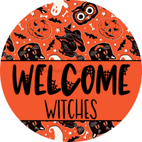 Thumbnail for Wreath Sign Halloween Door Hanger Welcome Witches Decoe-2375 For Round 18 Wood