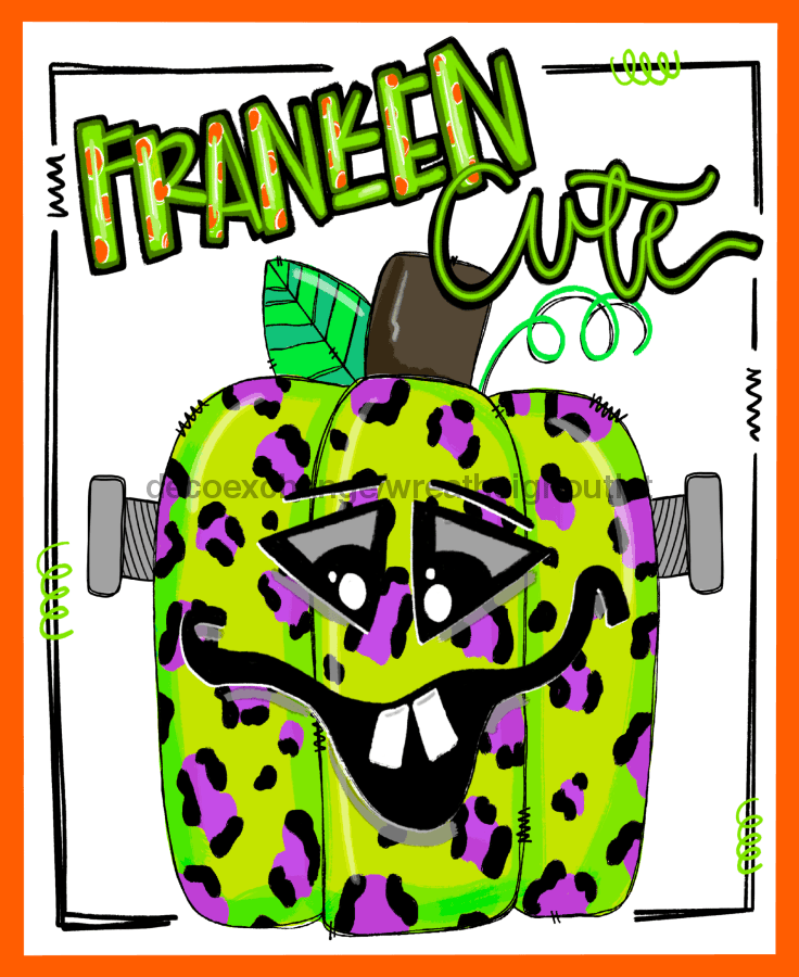 Wreath Sign, Halloween - Franken Cute 8x10"Metal Sign DECOE-558, DecoExchange, Sign For Wreath - DecoExchange