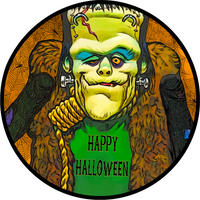Thumbnail for Halloween Frankenstein 18" Wood Door Hanger - DECOE-173-1-DH