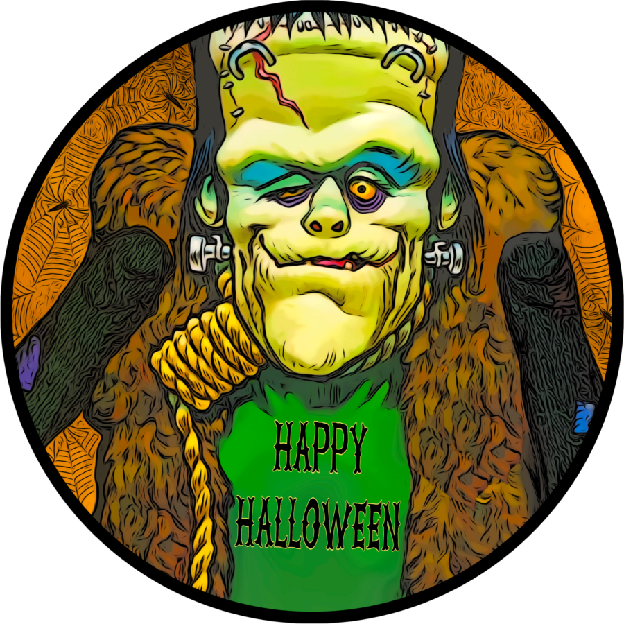 Halloween Frankenstein 18" Wood Door Hanger - DECOE-173-1-DH