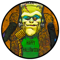 Thumbnail for Halloween Frankie 10" Metal Wreath Sign - DECOE-173