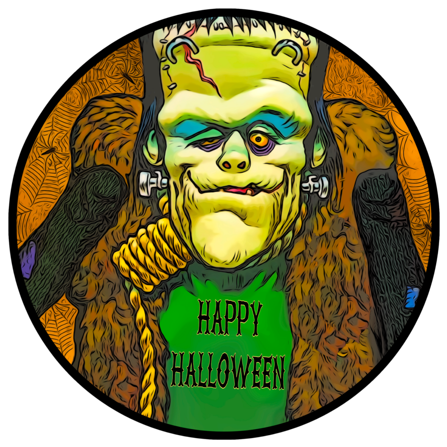 Halloween Frankie 10" Metal Wreath Sign - DECOE-173