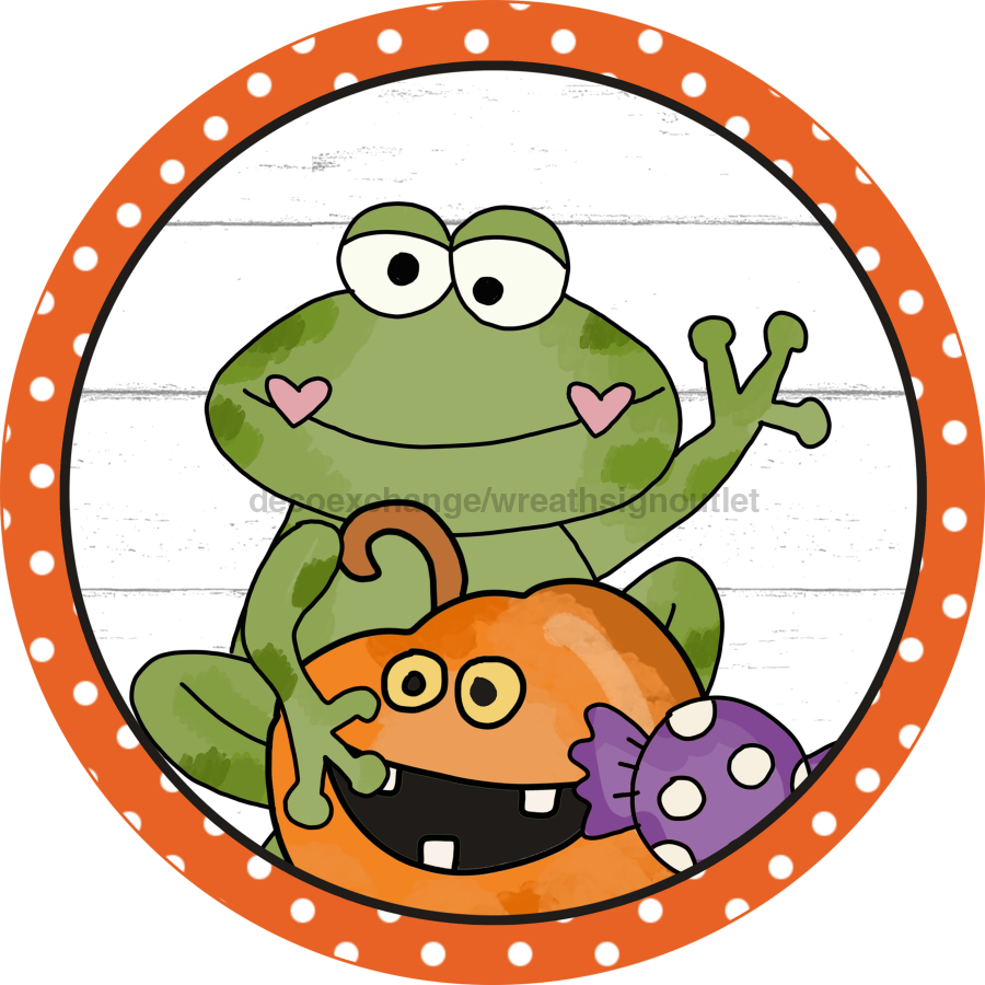 Wreath Sign, Halloween Sign, Frog Sign, Frog Sign, DECOE-2028, Sign For Wreath, DecoExchange - DecoExchange¬Æ