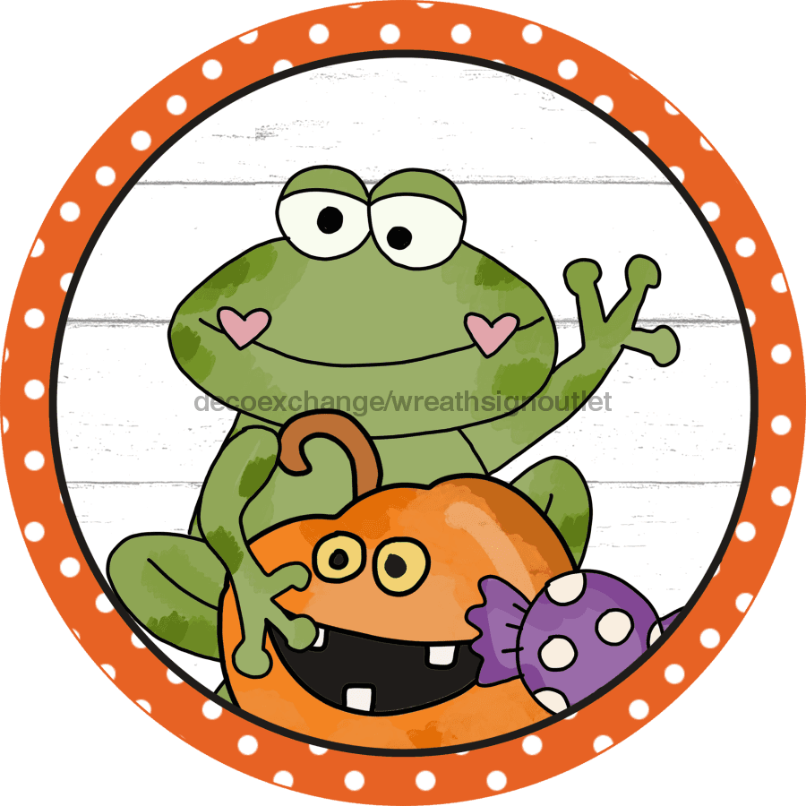Wreath Sign, Halloween Sign, Frog Sign, Frog Sign, DECOE-2028, Sign For Wreath 8 round, metal sign, halloween