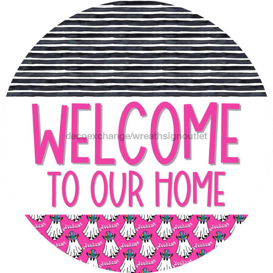 Wreath Sign Halloween Wreath Sign Ghost Welcome Western Decoe-2371 For Round 10 Metal