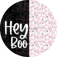 Thumbnail for Wreath Sign Halloween Hey Boo Pink Ghost Decoe-2365 For Round 11.75 Metal