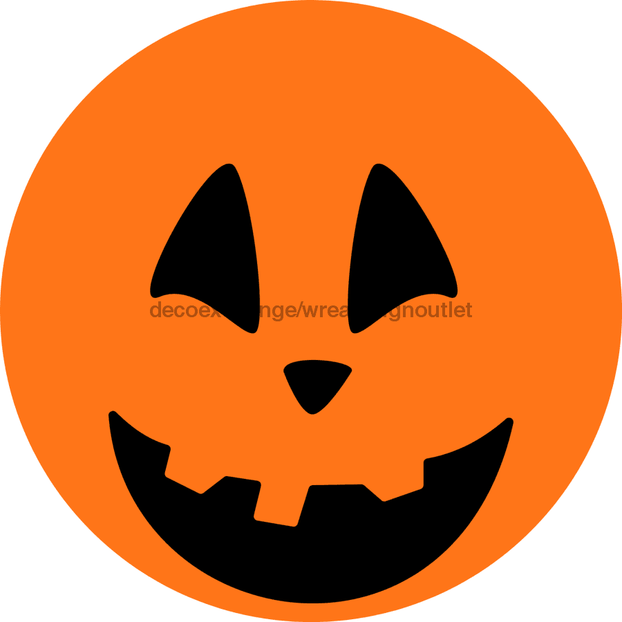 Wreath Sign, Halloween Sign, Jack-O-Lantern Sign, Halloween Face, DECOE-2077, Sign For Wreath, Round Sign, DecoExchange - DecoExchange