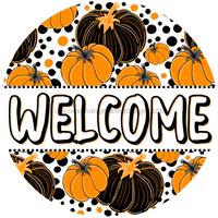 Thumbnail for Wreath Sign, Halloween Sign, Pumpkin Sign, DECOE-2124, Sign For Wreath, Round Sign, DecoExchange - DecoExchange¬Æ