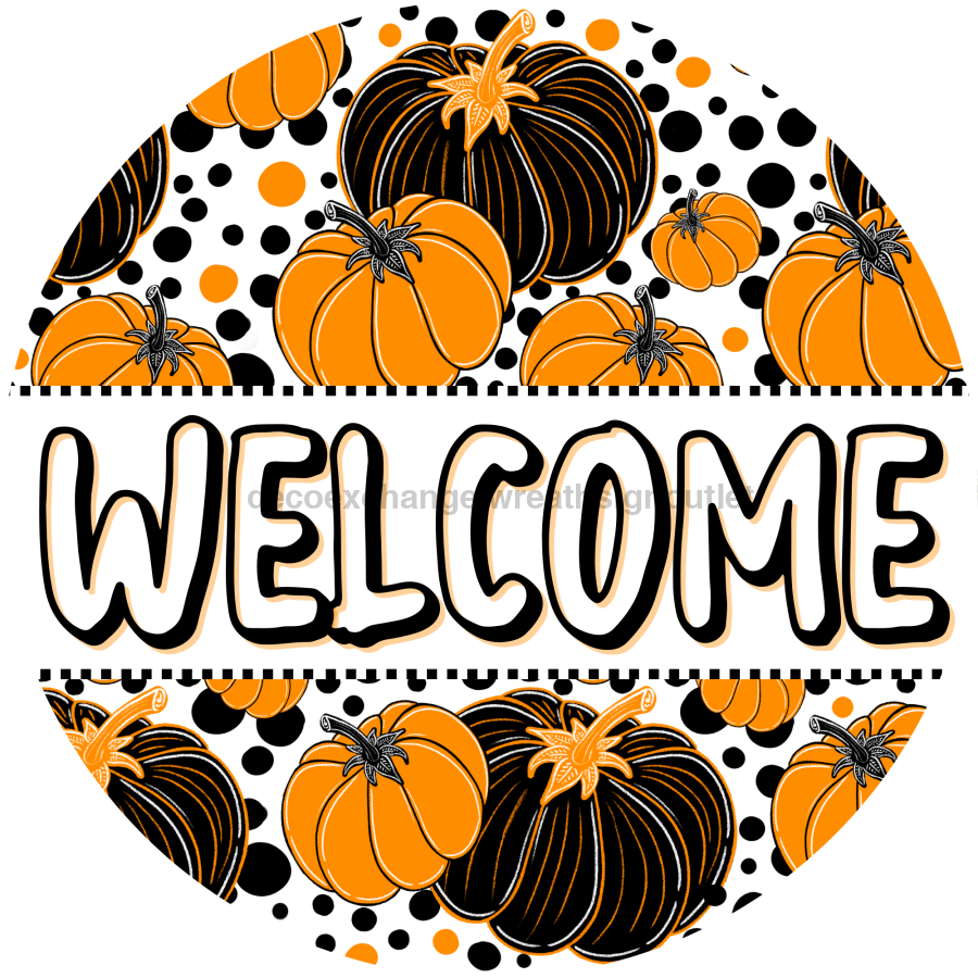 Wreath Sign, Halloween Sign, Pumpkin Sign, DECOE-2124, Sign For Wreath, Round Sign, DecoExchange - DecoExchange¬Æ