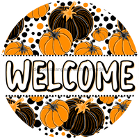 Thumbnail for Wreath Sign, Halloween Sign, Pumpkin Sign, DECOE-2124, Sign For Wreath, Round Sign,  wood wreath sign, 10 round, halloween