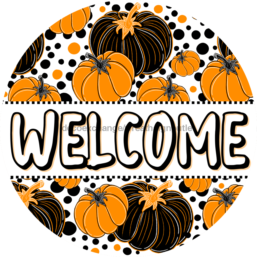 Wreath Sign, Halloween Sign, Pumpkin Sign, DECOE-2124, Sign For Wreath, Round Sign 8 round, metal sign, halloween
