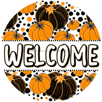 Thumbnail for Wreath Sign, Halloween Sign, Pumpkin Sign, DECOE-2124, Sign For Wreath, Round Sign, DecoExchange - DecoExchange¬Æ