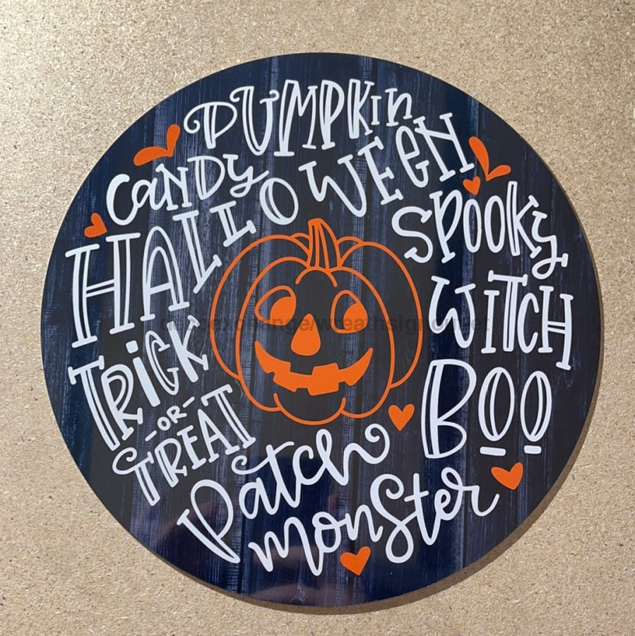 Halloween Pumpkin Typography 18" Wood Door Hanger - DECOE-150-DH