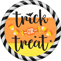 Thumbnail for Wreath Sign, Halloween Sign, Trick or Treat Sign, DECOE-1220, Sign For Wreath, Round Sign, DecoExchange - DecoExchange¬Æ