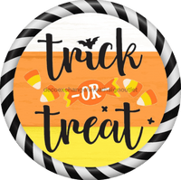 Thumbnail for Wreath Sign, Halloween Sign, Trick or Treat Sign, DECOE-1220, Sign For Wreath, Round Sign,  wood wreath sign, 10 round, halloween