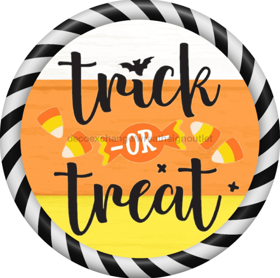 Wreath Sign, Halloween Sign, Trick or Treat Sign, DECOE-1220, Sign For Wreath, Round Sign, DecoExchange - DecoExchange¬Æ
