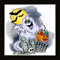 Thumbnail for Halloween Trick or Treat Ghost 10x10" Wood Wreath Sign - DECOE-151