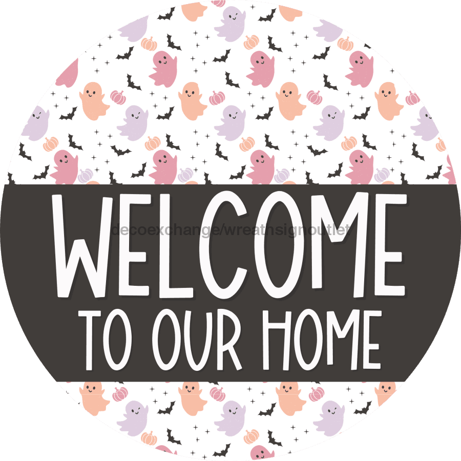 Wreath Sign Halloween Wreath Sign Welcome Decoe-2403 For Round 10 Metal