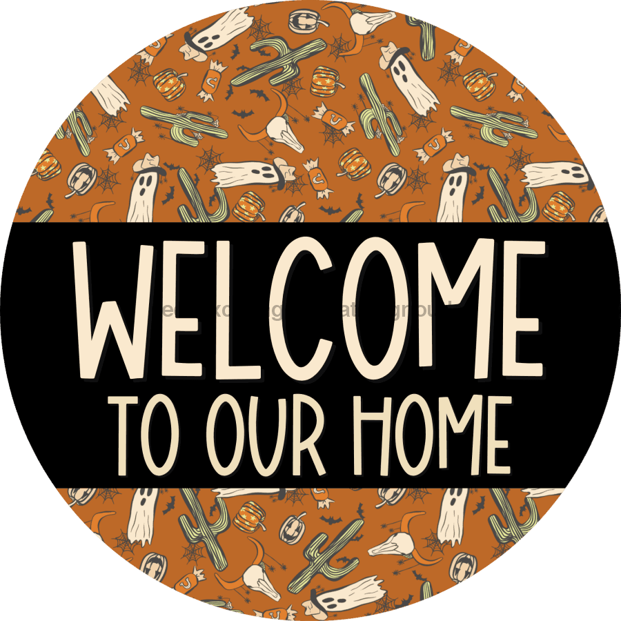 Wreath Sign Halloween Wreath Sign Welcome Western Decoe-2368 For Round 10 Metal