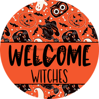 Thumbnail for Wreath Sign Halloween Wreath Sign Welcome Witches Decoe-2375 For Round 10 Metal