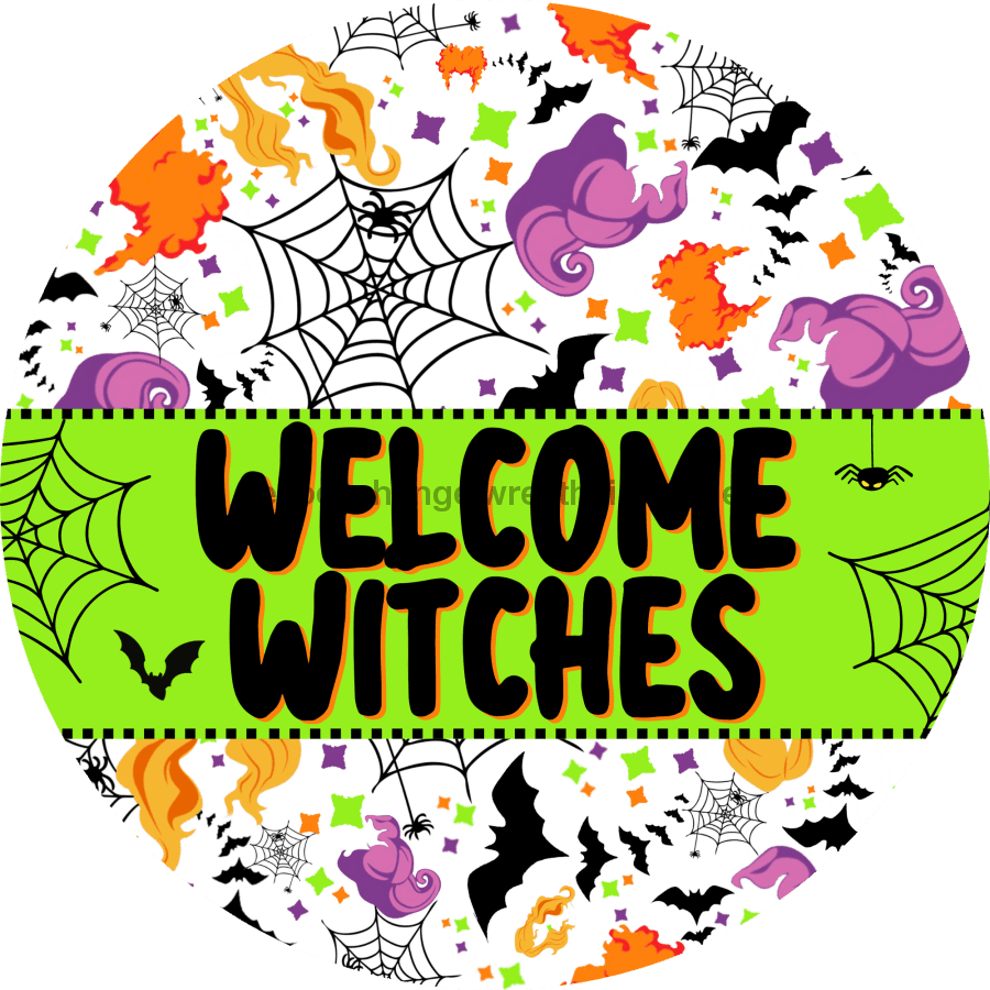 Wreath Sign, Halloween Sign, Witch Sign, DECOE-2125, Sign For Wreath, Round Sign, DecoExchange - DecoExchange