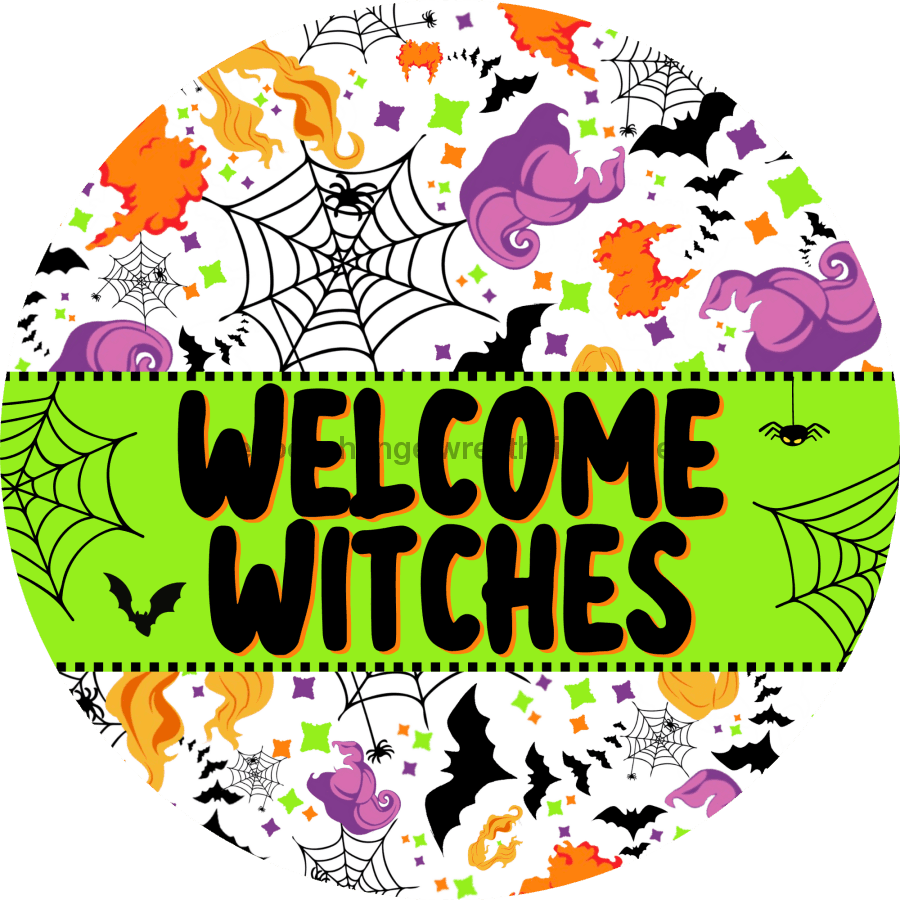 Wreath Sign, Halloween Sign, Witch Sign, DECOE-2125, Sign For Wreath, Round Sign,  wood wreath sign, 10 round, halloween