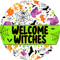 Thumbnail for Wreath Sign, Halloween Sign, Witch Sign, DECOE-2125, Sign For Wreath, Round Sign,  wood wreath sign, 10 round, halloween