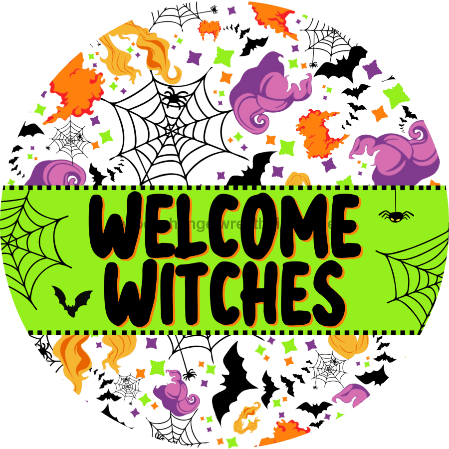 Wreath Sign, Halloween Sign, Witch Sign, DECOE-2125, Sign For Wreath, Round Sign 8 round, metal sign, halloween