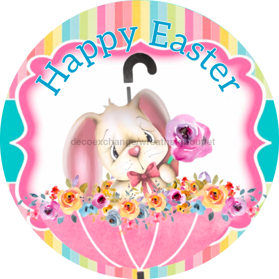 Happy Easter 10" Metal Wreath Sign - DECOE-285