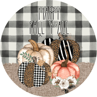 Thumbnail for Wreath Sign, Happy Fall Yall Sign, Pumpkin Sign, 12