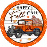 Thumbnail for Wreath Sign, Happy Fall Yall, Truck Fall Sign, 12