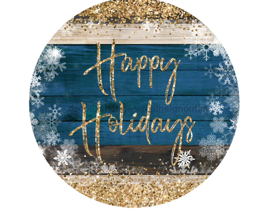 Happy Holidays 18" Wood Door Hanger - DECOE-205-DH