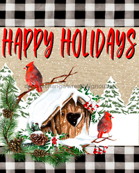 Thumbnail for Wreath Sign, Happy Holidays, Christmas Cardinals, Christmas Sign, 8x10