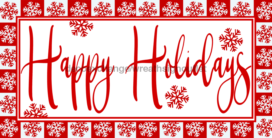 Wreath Sign, Happy Holidays, Christmas Sign, 6"x12" Metal Sign DECOE-716, Sign for Wreath, DecoExchange - DecoExchange