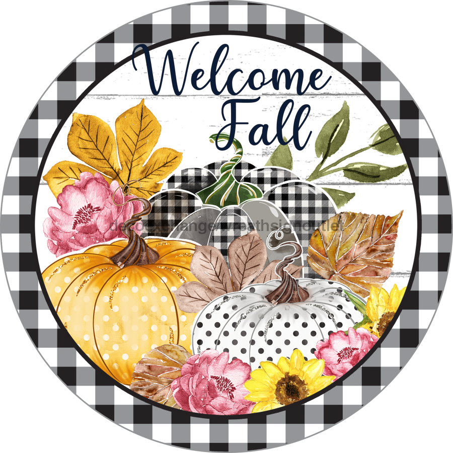Wreath Sign, Harvest Sign, Fall Sign, DECOE-2106, Sign For Wreath, Round Sign 8 round, metal sign, fall